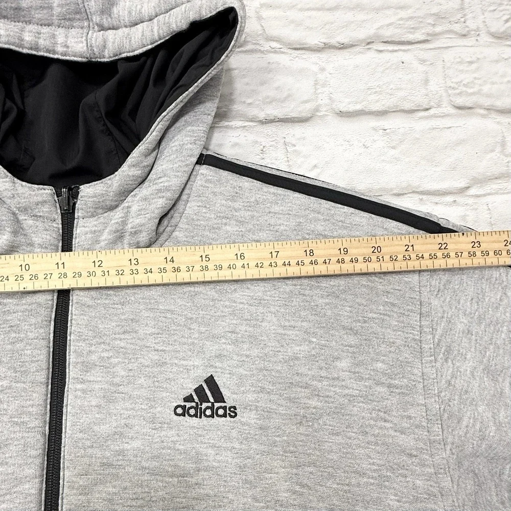 Vtg Adidas Men's M/L Black Gray Reversible Jacket 3 Stripe Logo Hooded Coat 90's